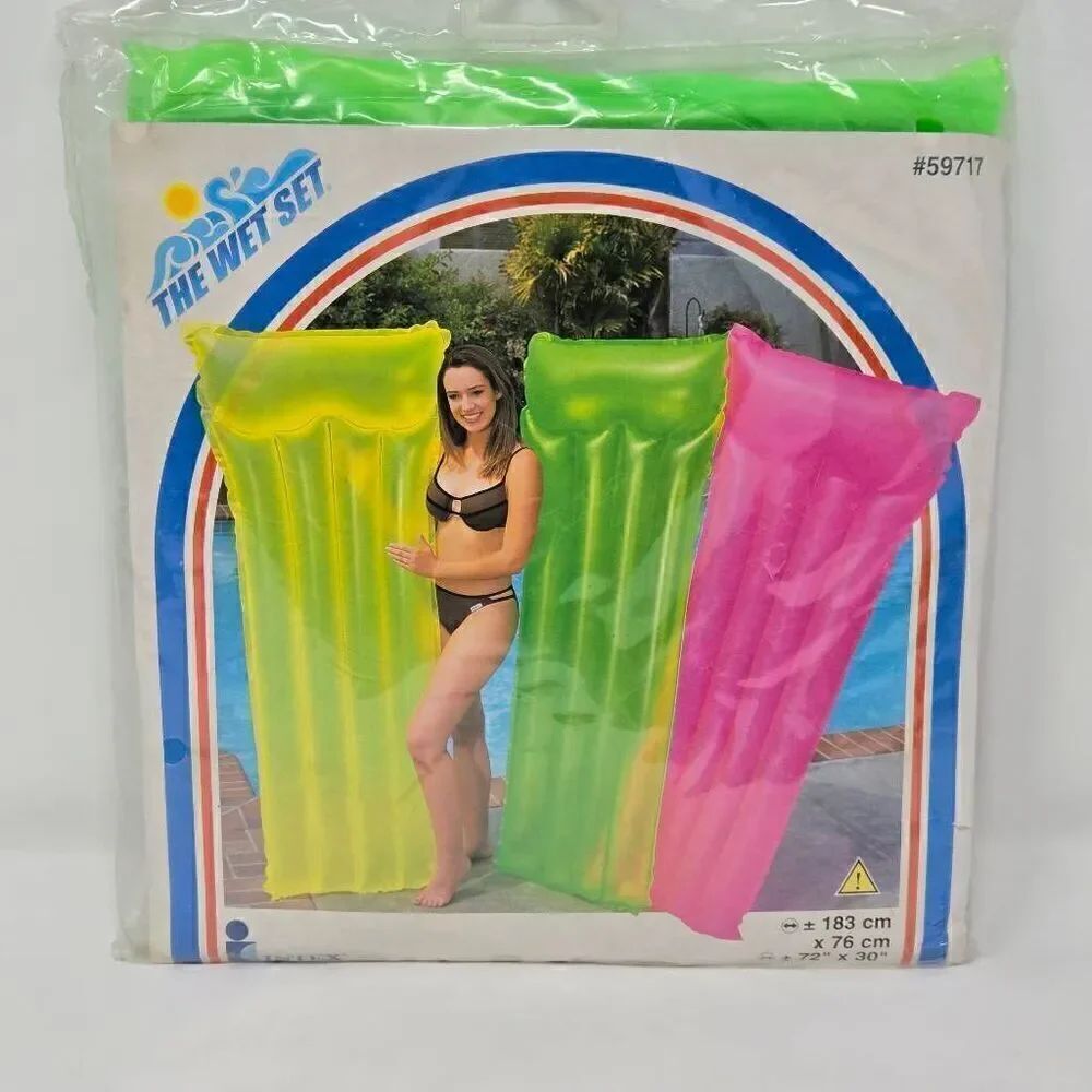 VINTAGE INTEX WET SET 59717 GREEN INFLATABLE POOL RAFT AIR MAT 72”X30" 2000 NOS